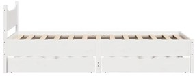 Estrutura de cama com gavetas 75x190 cm pinho maciço branco
