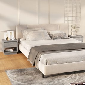 Mesas cabeceira 2pcs 45x34x44cm derivados madeira cinza-cimento