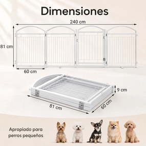 Parque para Cães Dobrável, 240 x 81 cm, Painéis Modulares, Branco