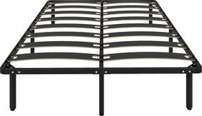 Estrutura Cama 140x190 cm (COLCHÃO NÃO INCLUIDO) Estrado de Cama de Plataforma de Aço com Ripas de Álamo Fácil de Montar Carga 350 kg Preto