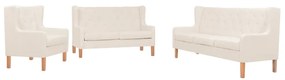 vidaXL Conjunto de sofás 3 pcs tecido branco nata