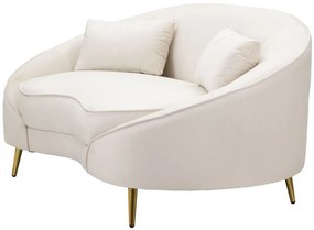 SOFÁ DE 2 LUGARES COM ALMOFADAS 148X84X68 CM CREME E DOURADO