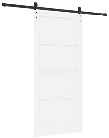 Porta Deslizante com Conjunto de Ferragens Branca 93x202 cm de Madeira