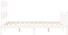 Cama sem colchão 120x200 cm madeira de pinho maciça branco