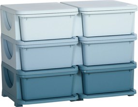 HOMCOM Caixa de armazenamento para crianças, caixa organizadora infantil, 3 gavetas, Azul | Aosom Portugal