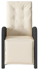 Cadeiras jardim reclináveis 2 pcs c/ apoio de pés vime PE preto