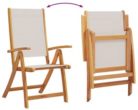 Cadeiras de jardim dobráveis 8 pcs acácia maciça e textilene