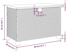 Caixa arrumação jardim 80x40x48 cm vime PE/acácia maciça cinza