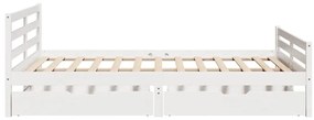 Cama sem colchão 135x190 cm madeira de pinho maciça branco