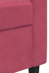 2 pcs conjunto de sofás com almofadões veludo vermelho tinto