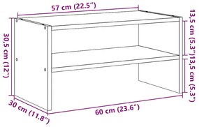 Sapateira empilháveis 60x30x30,5 cm carvalho castanho