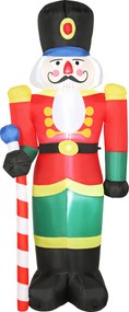 Soldado «Quebra-Nozes» insuflável de Natal, 245 cm, com luzes LED e cetro, para uso interior e exterior, multicolorido