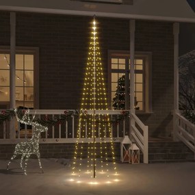 vidaXL Árvore de Natal mastro de bandeira 310 LEDs 300cm branco quente