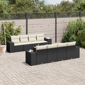 vidaXL 9 pcs conjunto de sofás p/ jardim c/ almofadões vime PE preto