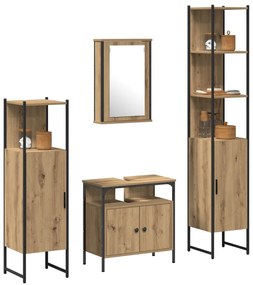 Conjunto de Móveis para Casa de Banho de 4 Peças de Carvalho Artesanal