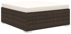5 pcs conjunto lounge jardim c/ almofadões vime PE castanho