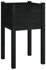 Vasos/floreiras de jardim 2 pcs 40x40x70 cm pinho maciço preto