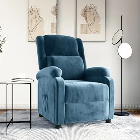 Poltrona reclinável veludo azul