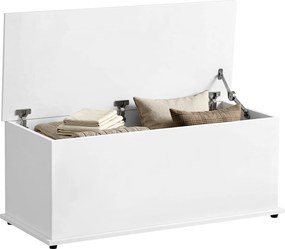 HOMCOM Baú Armazenamento Madeira Banco Dormitório Sala Estar Capacidade 60kg Design Elegante 100x40x40 Branco Resistente Durável | Aosom Portugal
