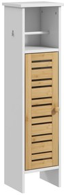 HOMCOM Coluna Casa de Banho Moderna Móvel Auxiliar Casa de Banho com Suporte para Papel Higiénico 21x17x78 cm Branco e Madeira
