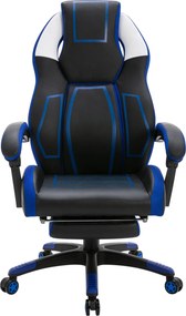 Cadeira de escritório Clovis de couro sintético Preto e Azul