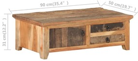 Mesa de centro 90x50x31 cm madeira recuperada maciça