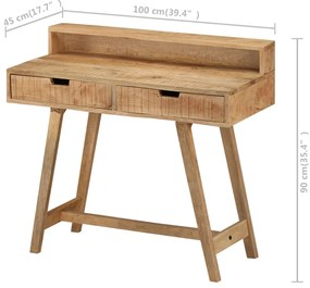 Secretária 100x45x90 cm madeira de mangueira áspera maciça