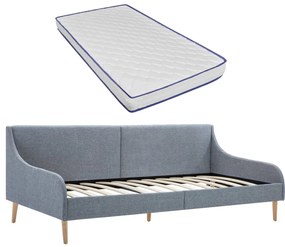 vidaXL Sofá com colchão espuma de memória tecido cinzento-claro