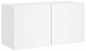6 pcs móveis de parede p/ TV derivados de madeira branco