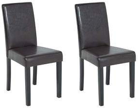 Conjunto de 2 cadeiras de jantar em pele sintética castanha escuro BROADWAY Beliani