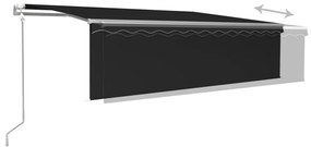 Toldo automático com estore/LED/sensor de vento 5x3 m antracite