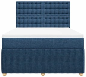 Cama com molas/colchão 160x200 cm tecido azul