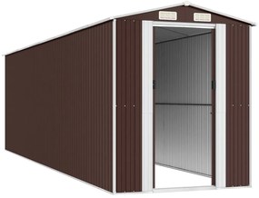 Abrigo de jardim 192x689x223 cm aço galvanizado castanho-escuro