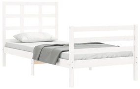 Estrutura de cama com cabeceira 100x200cm madeira maciça branco