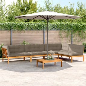 vidaXL 5 pcs móveis de paletes p/ jardim com almofadões acácia maciça