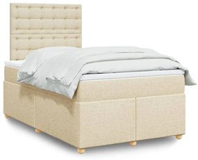 Cama boxspring com colchão 120x190 cm tecido cor creme