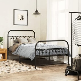 vidaXL Estrutura de cama com cabeceira e pés 100x200 cm metal preto