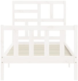 Estrutura cama de solteiro c/ cabeceira madeira maciça branco