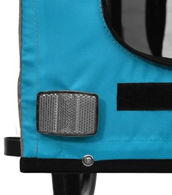 Reboque bicicleta p/ animais tecido oxford/ferro azul/cinza