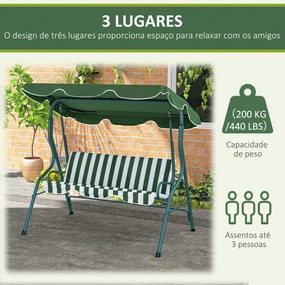 Baloiço de Jardim de 2-3 Lugares com Estrutura de Metal Almofada Toldo