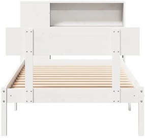 Cama com estante sem colchão 75x190 cm pinho maciço branco