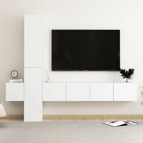 5 pcs conjunto de móveis de TV derivados de madeira branco