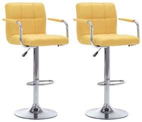 Cadeiras de bar 2 pcs tecido amarelo