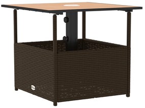 Mesa jardim c/orifício guarda-sol 55x55x46,5cm vime PE castanho