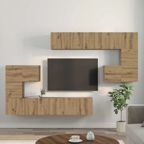 Conjunto de móvel de TV 8 pcs Carvalho Artesanal