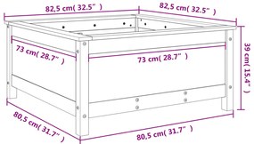 Vaso/floreira de jardim 82,5x82,5x39 cm pinho maciço cinzento