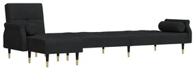 Sofá-cama em forma de L 271x140x70 cm veludo preto