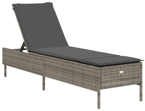 Espreguiçadeiras com almofadões 2 pcs vime PE cinzento