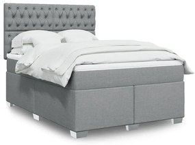 vidaXL Cama com molas/colchão 140x200 cm tecido cinzento-claro