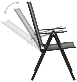 Conj.cadeiras reclináveis jardim 5pc aço revestido pó antracite